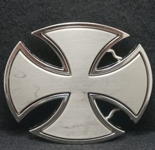 XA23103 GREAT VINTAGE 1970s  CROSS  RELIGIOUS FASHION SILVERTONE BELT BUCKLE