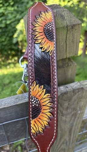 Western Leather Hair On Cowhide WITHER STRAP For Breast Collar Horse Tack - Picture 2 of 6