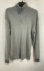 American Rag Men's Gray Striped Ribbed Cotton Quarter Zip Mock Neck Sweater XL — photo 1