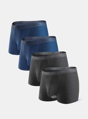David Archy Dual Pouch Ultra-Soft Trunks 2.5'' (4-Pack), Small, (Colors May Vary)