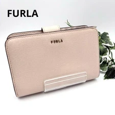 FURLA Safiano Wallet Carre 90 Pink Beige Leather Excellent Condition