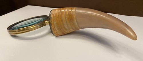 Handcrafted Magnifying Glass Horn Handle 14” • Reading & Decorative Decor Piece - Picture 7 of 12