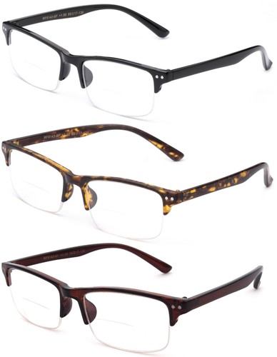 Gafas de Lectura Bifocales Clásicas Retro Hombres Mujeres Plástico Marco Medio Borde Nuevo - Imagen 12 de 13