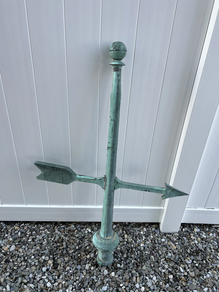 "Antigua veleta de metal vintage industrial de metal verde 47,5"" H jardín patio" Foto 2 de 4