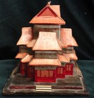 Antique Chinese Paper & Wood Model Temple Building 5-1/2" sq. x 5-3/4" tall LOOK — photo 3