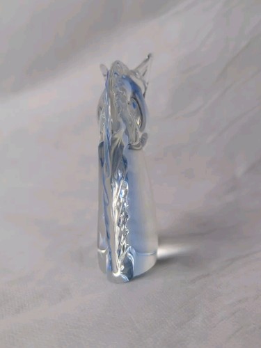V.Nason & C Murano kristallklar/blau Kunstglas Pferdekopf Skulptur Schachritter - Bild 6 von 11
