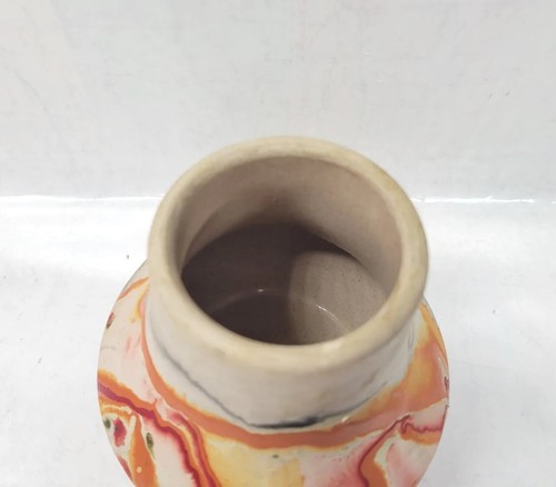 NEMADJI USA Pottery Signed Vase Red/Orange/Pink/Grey/Brown 5" Height - Picture 6 of 8