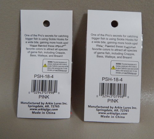2 Packs of 10 ARKIE Painted Round Jig Heads Pro Model Sickle Hook 1/8 oz PINK - Picture 4 of 6