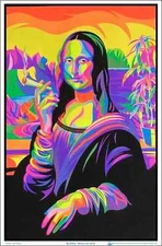 MONA LISA JOINT - BLACKLIGHT POSTER - 23" X 35" INCHES FLOCKED TRIPPY