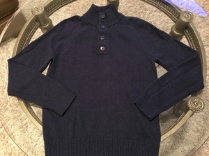 Download Banana Republic Mens Button Front Navy Blue Mock Neck Long ...