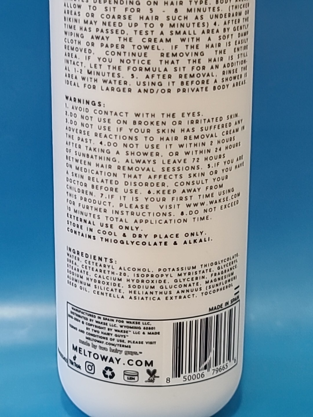 6.7oz Meltoway Hair Dissolving Cream MILK & HONEY•FACE & BODY Wakse hair remover