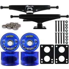 LONGBOARD Trucks/Wheels/Bearings BLACK 7.0 + BIGFOOT 76MM CRUISERS BLUE