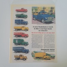 1949 Studebaker Pickup Stake Bed Flatbed Tanker 10 Truck Art Vintage Print Ad
