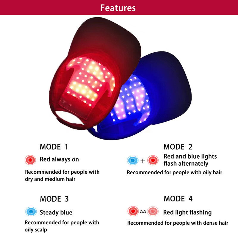 Hair Loss LED Red and Blue Near Infrared Light Therapy Cap Hat for Hair Regrowth eBay