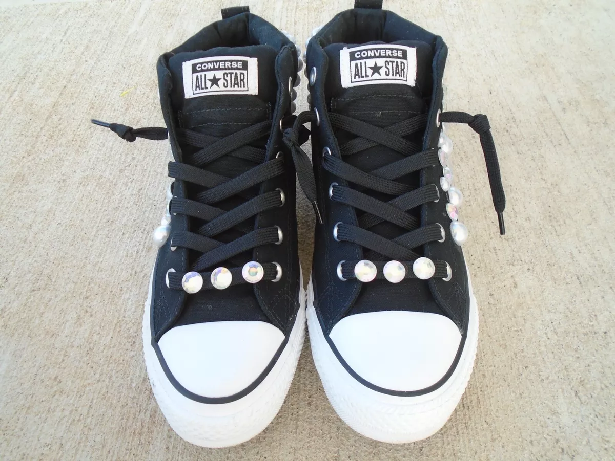 Rhinestone high best sale top converse