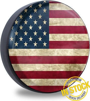 16'' American Flag Spare Tire Cover Fit Jeep Wrangler Rv SUV Truck Travel Trailer