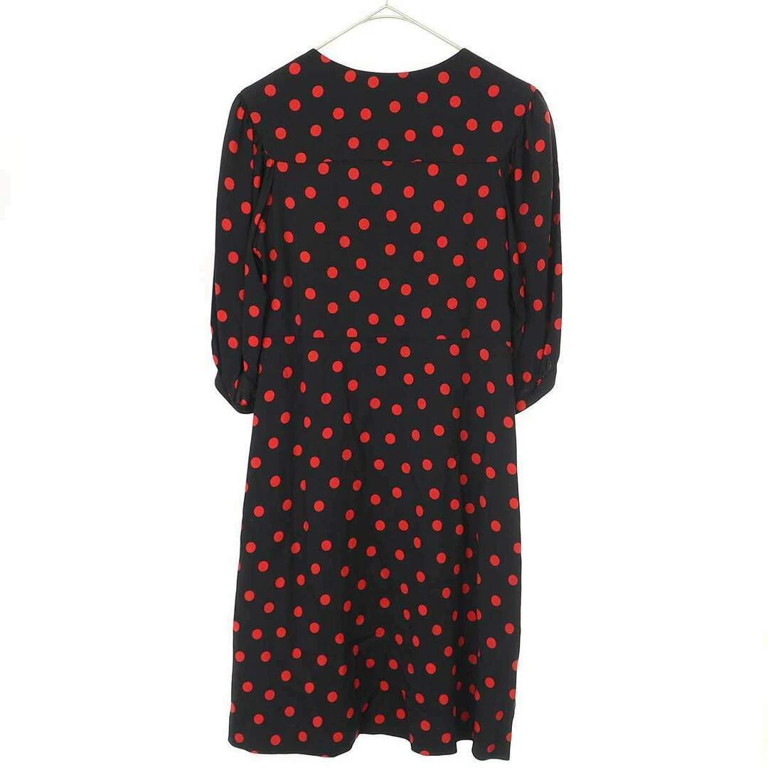 Abito Celine Drappeggio Scollo A Pois 2R378334F Nero Rosso 34 Usato0