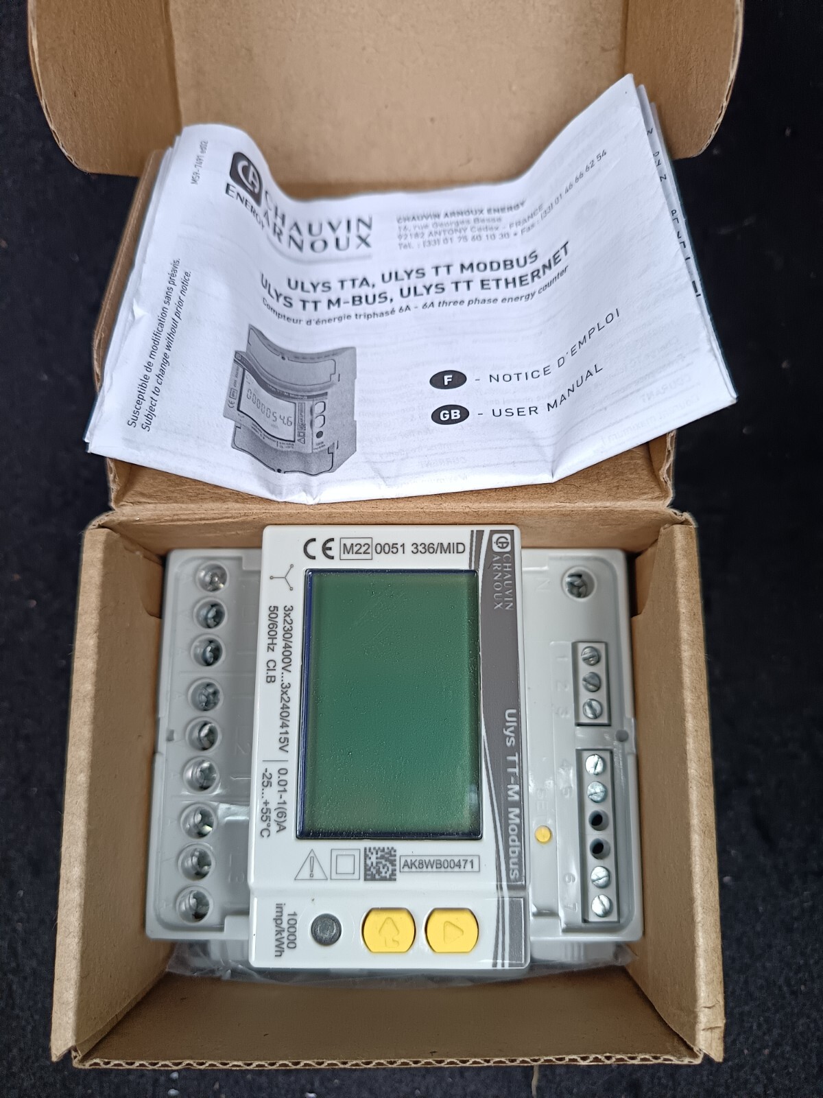 Compteur triphasé ULYS TT-M Chauvin Arnoux Modbus rail DIN P01331037 neuf