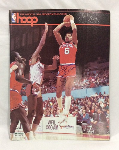 Julius Erving Signed 1985 Hoops Magazine with SGC Cert