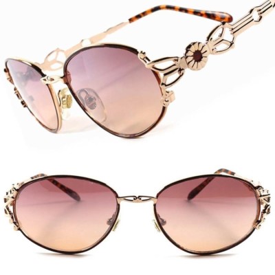 50s 60s Classic Vintage Retro Fashion Womens Stylish Gold Oval Sunglasses C58