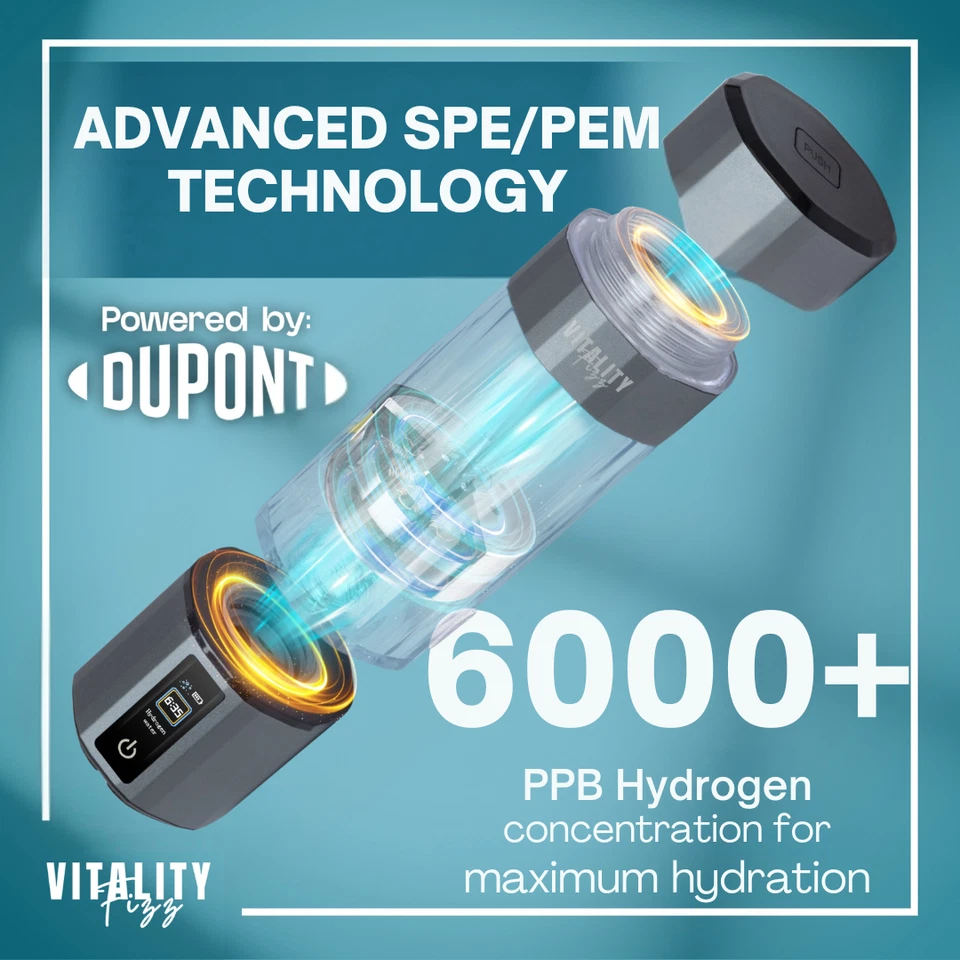 2 Pack Portable Hydrogen Water Bottle Generator 6K+ PPB SPE/PEM USB Rechargeable - Image 2 of 4