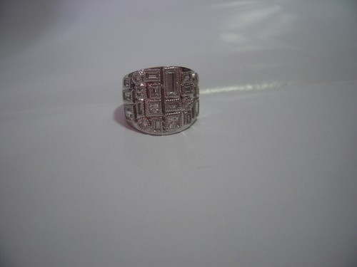 ancienne incroyable GRANDE bague en argent massif - superbe - AUTHENTIQUE DIAMONIQUE - taille n - Photo 9/13