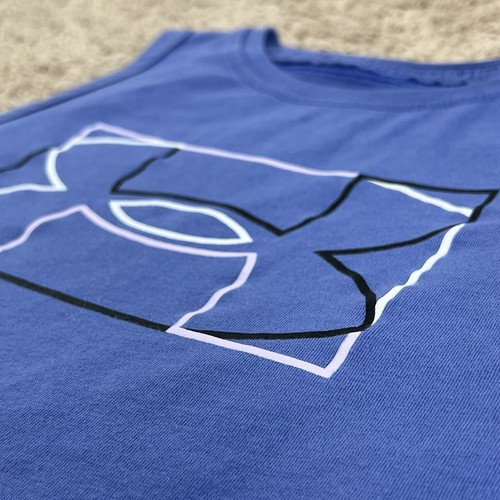 UNDER ARMOUR Periwinkle Logo Graphic-Print Crew Neck Tank Top Girls L - Picture 7 of 13