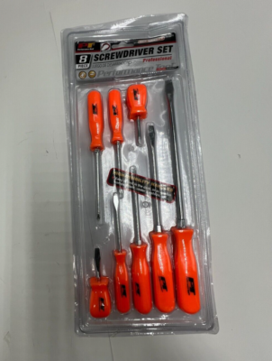 Performance Tool 8-Piece Screwdriver W904 Chrome-Vanadium Shafts