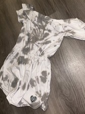 MÄDCHEN RIVER ISLAND WEISS GRAU TYE DYE PLAYSUIT OUTFIT GRÖSSE ALTER 9-10 JAHRE