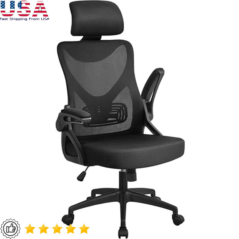 Ergonomic High Back Office Chair with Flip-Up Armrests and Adjustable Headrest-image