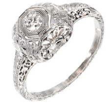 1.12 Carat Cubic Zirconia Art Deco Fashion Engagement Ring In 935 Silver