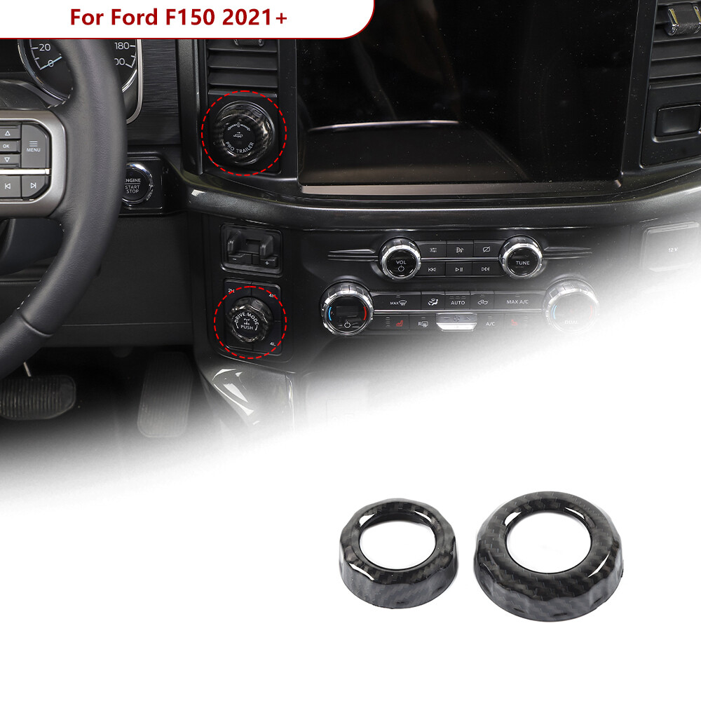 4WD & Trailer Switch Knob Ring Decor For Ford F150 21+ Carbon Fiber Accessories