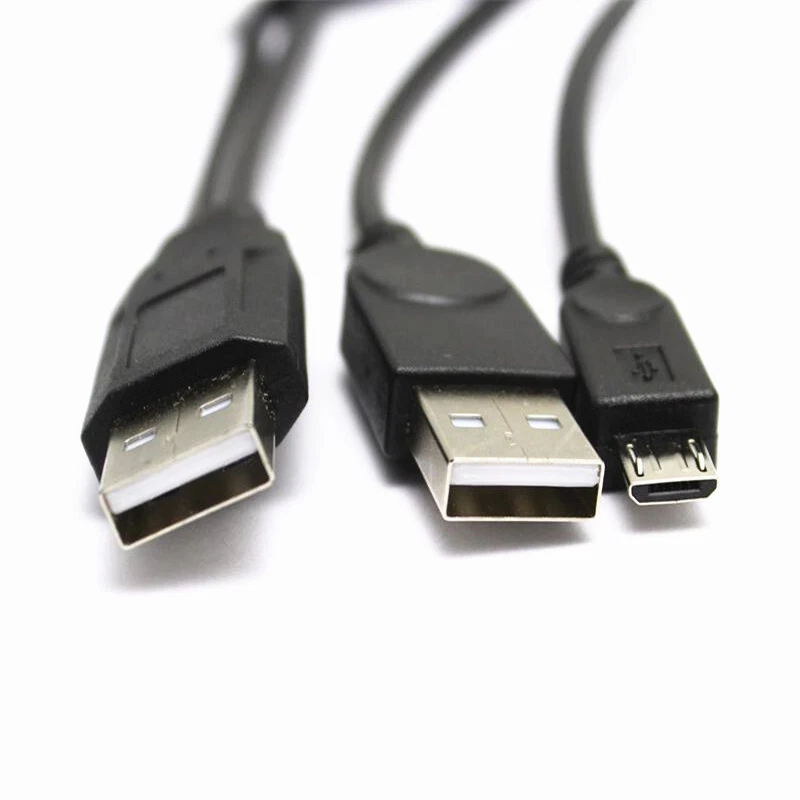 USB 2.0 A male to A Male + Micro 5pin Male Data Power Y Cable HDD Hard Drive - Image 3 of 4