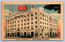 Postcard California Santa Barbara Hotel Carrillo Exterior Linen 1950 I871