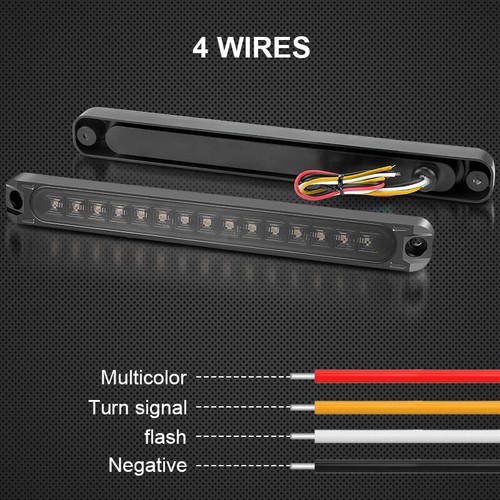 2PCS 10inch Truck Trailer Light Bar 15LED Stop Turn Tail Brake Lights Strip Lamp - Picture 3 of 10