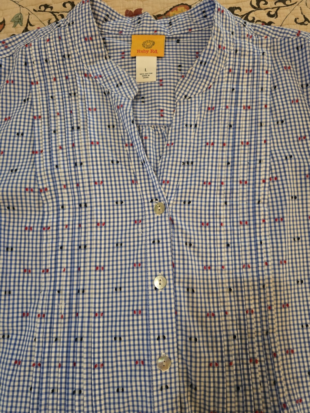 Ruby Rd. Blue White Gingham Pleated Front Shirt W… - image 7