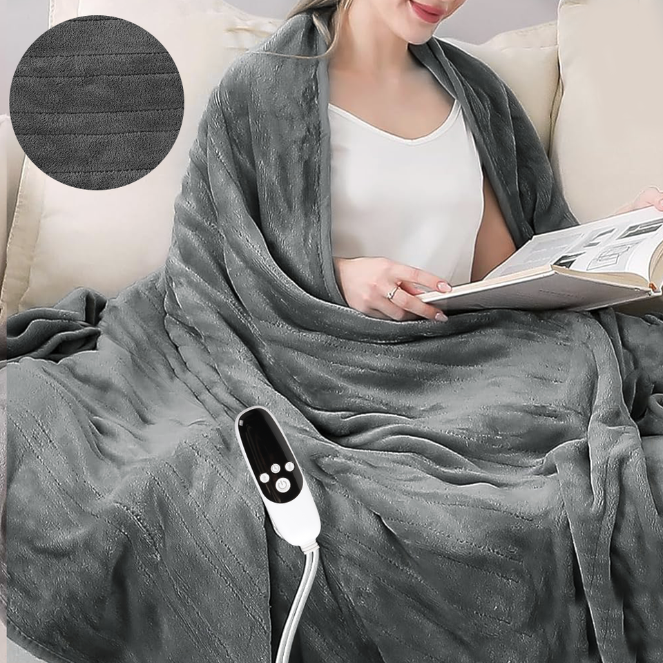 Electric Heated Blanket Warm Over Throw Fleece Digital Control Timer