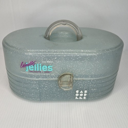 Vintage Caboodles Jellies Makeup Organizer Glitter Tote #2615 Vanity Caddy Clear