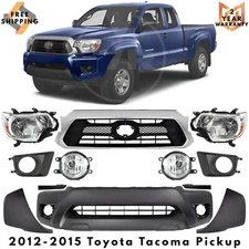 Front Bumper Cover Paintable & Headlights Kit For 2012-2015 Toyota Tacoma