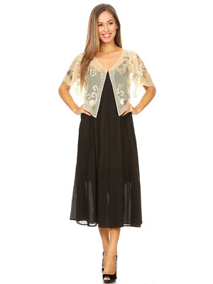 beaded shrug for dresses Black & Silver Beaded Shrug