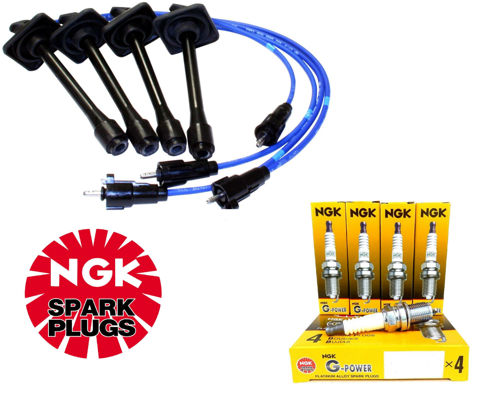 NGK TE58 Wires  4PCS Platinum Spark Plugs Set For 97-01 Toyota Camry 2.2L DOHC