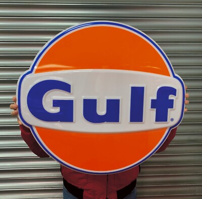 GULF LED LEUCHTKASTEN WANDSCHILD GARAGE ÖL TANKSTELLE BENZIN BENZIN HÖHLE Retro