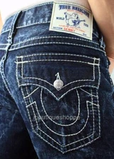 TRUE RELIGION Men's Jeans Straight Flap Pockets Distressed NWT