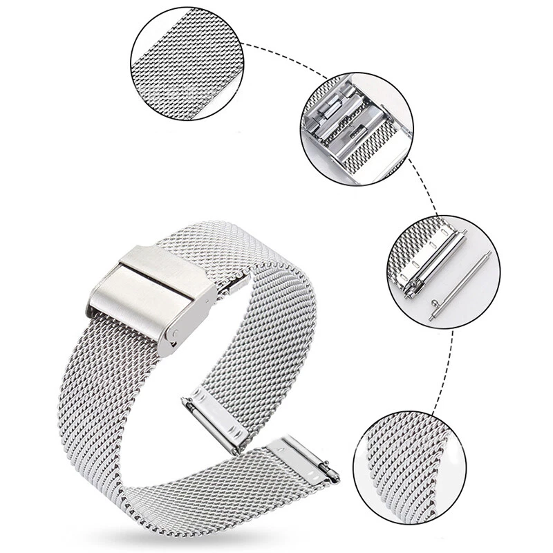 Catena Di Orologio In Acciaio Inossidabile Realizzato Con Fibbia Fibbia Per ☆ - Immagine 4 di 4