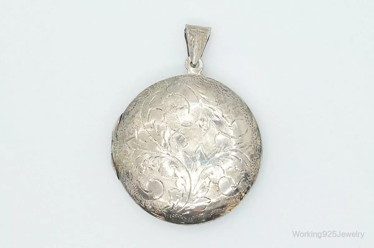 Antique Sterling Silver Secret Picture Locket Necklace Pendant eBay