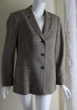 New Jaeger -sz Us 12 Fine Wool & Silk Woven Brown Woven Blazer Jacket