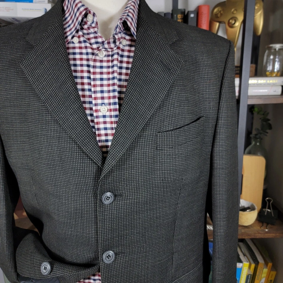 Blazer Abrigo Deportivo Kasper Para Hombre Tres Botones Negro Carbón Lana Talla 44-46R Foto 4 de 4