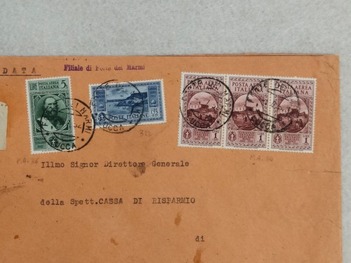 regno raccomandata garibaldi 5 lire 1,75 lire 1/7/1932 forte dei marmi lucca - Imagen 2 de 7