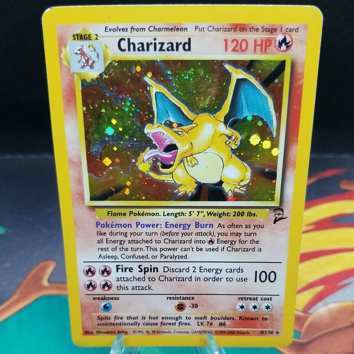 Charizard 4/130 Lightly Played Holo Rare Base Set 2 2000 Pokemon WOTC Card