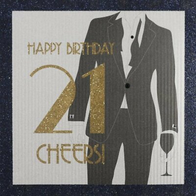 Five Dollar Shake Male ''Happy Birthday 21 Cheers!'' Geburtstagskarte Handarbeit